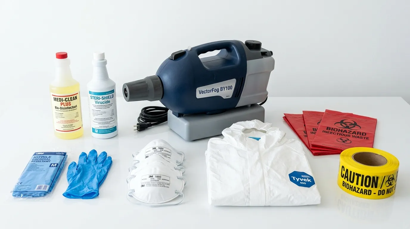 Professional biohazard remediation crew working in Des Plaines